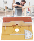 Robust Aluminum Router Lift Table Plate With Precision Engraved Scale For Woodworking Trimming And Engraving Machines close-up with measurement guide.