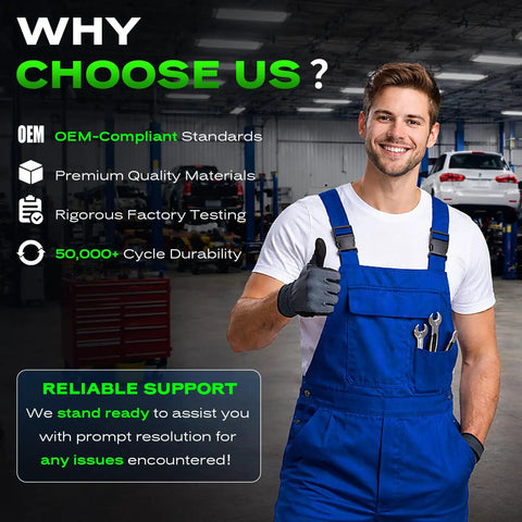 Mechanic in blue overalls promoting Jeep Wrangler TJ Climate Control Panel AC Heater Module With Blower Motor Switch Replacement.