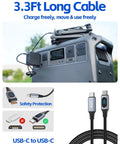 100W USB C Cable With LED Display For DJI Drones And Action Cameras Nylon Braided Type C Fast Charging Cord 3.3 Foot