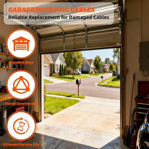 Open garage with Heavy Duty Galvanized Steel Garage Door Cables 13 Ft 6 In 2 Pack For 7 Ft Doors Replacement Kit in use