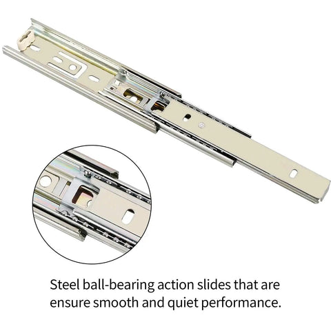 Six Inch Ball Bearing Drawer Slides Full Extension Telescoping Cabinet Slides 1 Pair Smooth Quiet Soft Close With Concealed Piston Cold Rolled Steel