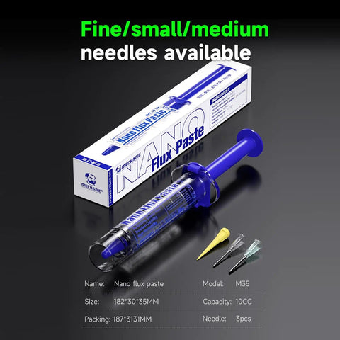 M35 No Clean Ultra Low Residue Lead Free Solder Flux Paste 10cc with needles for motherboard repair