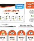 Extended Version Canvas Snaps Kit With 140 Pcs Heavy Duty Stainless Steel Fasteners For Thick Fabric Up To 0.32 Inches, Ideal For Boat Covers, Tarps, And DIY Projects, Cap Post 0.43 Inches Long with packing list and tools