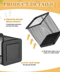 Six Piece Slatwall Cups And Hooks Organizer Set Black Metal Mesh Wire Holder with smooth edges and anti-slip base