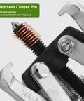 Close-up of the bottom center pin of the Heavy Duty 2 Jaw Gear Puller Adjustable Bearing Separator Tool, showcasing high hardness.