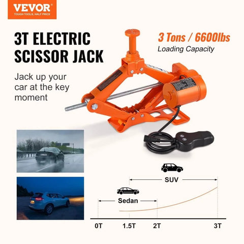 Electric Car Jack 3 Ton 6600 Lbs 12V Scissor Jack With Remote Control And Double Saddles Portable Car Jack for Tire Change