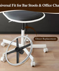 Real Deal Stainless Steel Chair Footrest Ring With 40 Cm Diameter Hella Sturdy Replacement, shown fitting on office swivel chair.