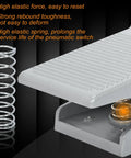 Close-up of Pneumatic Foot Pedal Valve With Nonslip Surface, Momentary Two Position Five Way Foot Switch showing spring