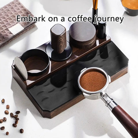 The Legit Non Slip Portafilter Rack And Coffee Distributor Holder Tamper Stand Tool Organizer Tamping Station For Home Barista Espresso Brewing Tools Badass Setup with espresso tamper and accessories.