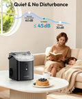 Countertop Nugget Ice Maker With Handle Ready In About 6 Minutes Produces Up To 35 Lbs Per Day Auto Clean next to reading woman.