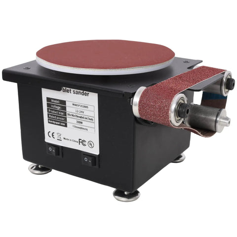 Heavy Duty Mini Belt Disc Sander And Bench Grinder, 2 In 1 Electric Spindle Sander Machine, compact design for DIY projects.