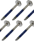 Heavy Duty Frame To Body Mounting Bolt Kit For Remounting Truck Bed Corrosion Resistant Replacement Hardware For Select Ford Trucks Hassle Free Swap Built Tough, six bolts with flat heads and blue threads.