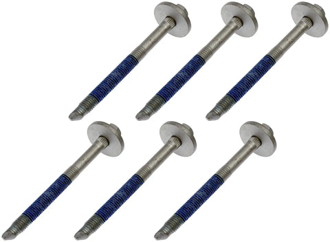 Heavy Duty Frame To Body Mounting Bolt Kit For Remounting Truck Bed Corrosion Resistant Replacement Hardware For Select Ford Trucks Hassle Free Swap Built Tough, six bolts with flat heads and blue threads.