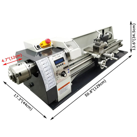 Lgxenzhuo Rc-210e Precision Metal Lathe With Dual Dual Chucks And Taper Mt5 Mt2, 8x32 inch benchtop with controls.