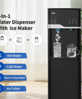 Hot And Cold Water Dispenser With Built In Ice Maker Bottom Loading 5 Gallon System Bullet Ice Up To 22 Lbs Per Day LED Display