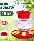 Outdoor Hanging Hummingbird Feeder 18oz Diamond Design With Six Feeding Ports And Perch Built In Ant Moat Durable Garden Decor