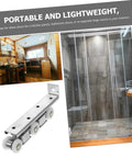 Smooth Glide Sliding Barn Door Track Kit Manganese Steel Wheels Heavy Duty Hardware Set showing stainless steel roller and bathroom divider.