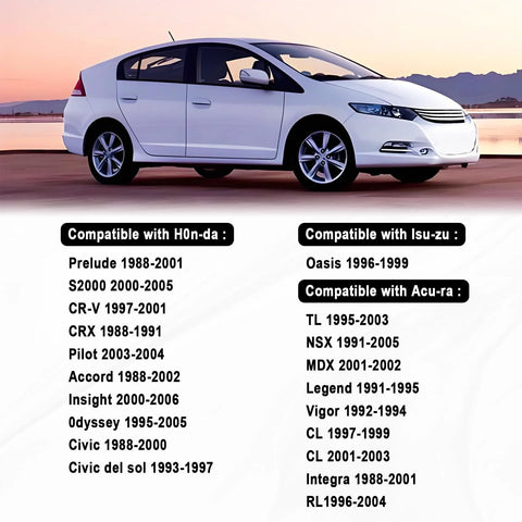 Engine coolant temperature sensor compatibility list on a white car, side view.