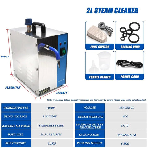 Pro Jewelry Steam Cleaner With 4 Kg Steam Pressure Foot Pedal Control Auto Water Supply Nozzle Hose Stainless Steel