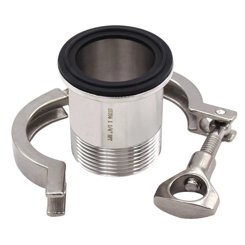 304 Stainless Steel Sanitary Tri Clamp Kit With Two Male Threaded Ferrule Fittings And Fkm Rubber Gasket For One Quarter Inch Lines Easy Breezy Install Dang Tough Grade For Heavy Duty Brewing Work