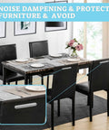 Clear Stick-On Cabinet Door Bumpers Pack Of 40 for quiet closings, shown on black chairs in a dining room setting.