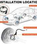 Installation location diagram showing 2Pcs Front Abs Wheel Speed Sensor Left Right Driver Passenger for 2002-2009 Chevy Trailblazer.