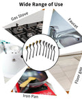 Ten Piece Small Wire Brush Set With Curved Handle For Welding Slag Rust Deburring And Metal Cleaning Ideal For Steel Parts Machinery And Masonry Prep Durable Bristle Scrubbing Kit For Quick Cleanups shown with various cleaning applications like gas stove, sink, and faucet