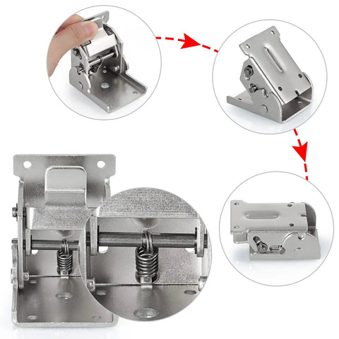 Heavy Duty Folding Brackets For Table Legs And Wall Shelves With Self Locking Hinges Rating Up To 330 Pounds Each showing hinge mechanism.