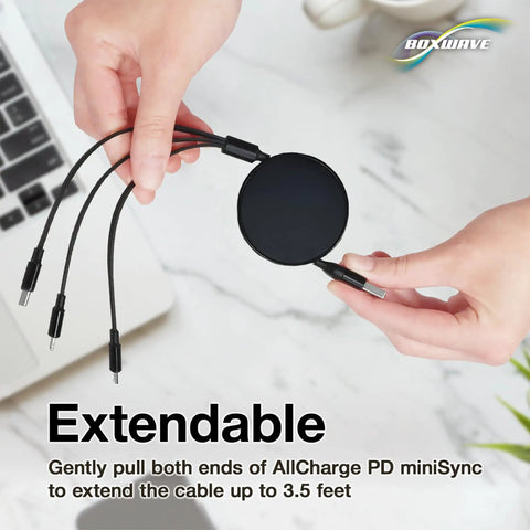 Dope Retractable USB C Cable For Motion Boom Speaker 100W Fast Charge 3 In 1 USB C USB A Micro USB Five Preset Lengths From 10 To 42 Inches Tangle Free Portable Charger Cord Jet Black, extendable