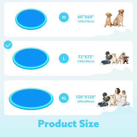 Non Slip 72 Inch Splash Pad Sprinkler for Outdoor Water Play Thickened Durable Backyard Toy Mat for Toddlers, Kids and Pets