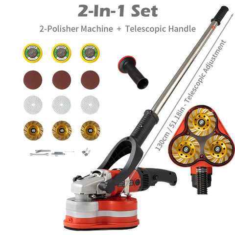 Beast Mode Powerful Electric Diamond Polisher With Telescopic Rod 3800W 6 Speed Gear Triple Head Concrete Grinder set view
