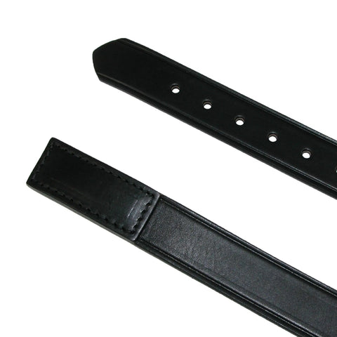 Close-up of black Scratchproof 1.5 Inch Leather Work Belt For Men Made In America No Scratch Buckle Electric Safe Leather Belt
