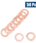 Copper Flat Washer Sealing Ring M6 x 10mm x 1mm, 50 Pcs Universal Screw Bolt Nut Washer Set for Mechanical Projects and DIYers