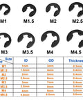 All In One Snap Ring Kit 400 Pcs External Retaining Circlips Set With 15 Metric Sizes From 1mm To 11mm Blackened Carbon Steel