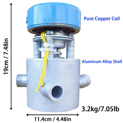 One Kilowatt Micro Hydroelectric Generator 220V Aluminum Alloy Water Turbine With Three PVC Connectors front view