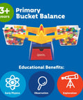 Primary Bucket Balance Teaching Scale For Kids Hands On STEM Learning Tool With Removable Buckets full of colorful blocks