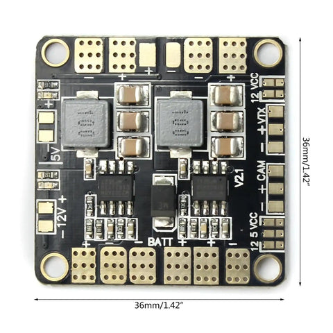 Beefy Power Hub And Distribution Board For Drone Builders With Double BEC 5V 3A And 12V 2A Output, 36mm x 36mm PCB