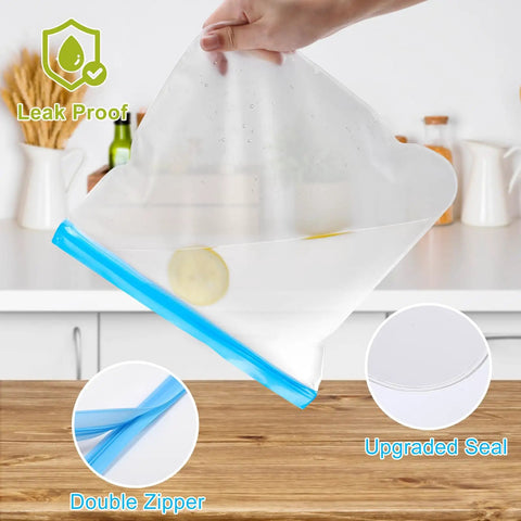 Mega 10 Pack Reusable Freezer Bags Dishwasher Safe Zero Hassle Food Storage Containers Leakproof Airtight Meal Prep Supplies No Sweat Organization For Freezers Pantries And Picnic Coolers