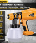 Top Shelf Cordless Spray Paint Gun With Four Swappable Tips For Rapid Fence And Chair Refreshes Breezy Hvlp Sprayer shown in close-up with high-speed motor and large container.