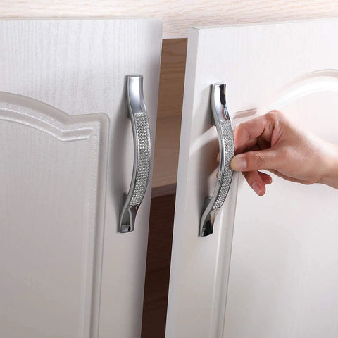 Modern Cabinet Knobs And Pulls Set With Screws All Metal Drawer Handles For Cabinets And Furniture Silver Finish Durable Zinc Alloy