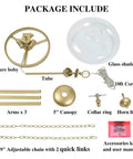 Modern Gold Glass Pendant Chandelier With Three Lights For Foyer And Dining Room package contents and components.