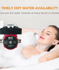 Hot Water Recirculating Pump With Automatic Timer And Stainless Steel Housing For Tank Heaters in a bathroom with relaxing bubbles.