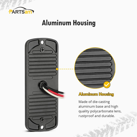 Back view of Amber LED Turn Signal Side Marker Lights 4.4 Inch 2 Pack, 24 High Power SMD LEDs, with aluminum housing detail