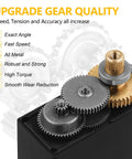 Close-up of metal gears in Four Pack Beefy 55G Metal Gear Micro Servo Motors for RC cars and DIY projects.