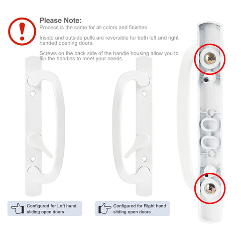 Drop In Sliding Patio Door Handle Set With Mortise Lock White Zinc Diecast Offset Thumbturn Non-Handed for 1 5/8 to 1 3/4 Inch Doors