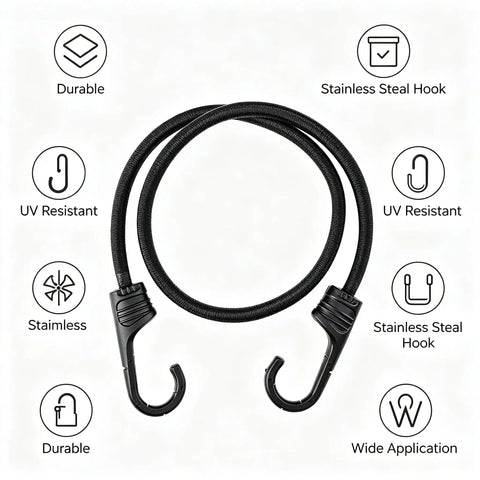 32 Inch Heavy Duty Bungee Cords With Hooks 8mm Elastic Rope for camping with UV resistant features and durable design