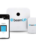Smart Garage Door Opener Controller With WiFi Upgrade Turns Your Standard Opener Into Voice Command Ready Smart Home Hub With Alexa Google Assistant IFTTT Remote Access No Annual Subscription Required next to smartphone app interface