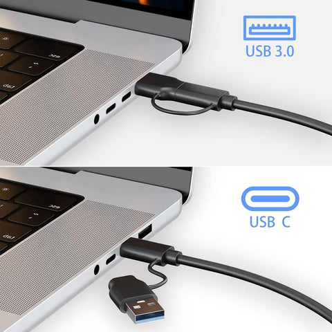 Fast SATA To USB 3.0 And USB C External Drive Adapter For 3.5 And 2.5 Inch SSD HDD Reader With Plug And Play Data Transfer And 12V 2A Power Adapter For Easy Backup And On The Go Recovery connected to laptop USB 3.0 and USB C ports