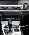 Dual USB 12V Marine Outlet With Switch installed in car dashboard with blue LED indicator and charging phone