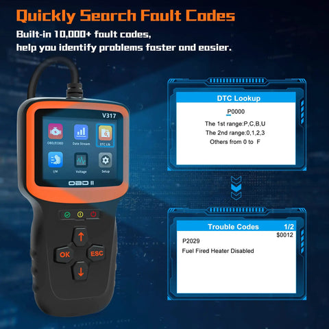 OBD2 Car Diagnostic Scanner Tool For All Cars 1996 And Later Read And Clear Check Engine Codes IM Readiness Live Data Stream